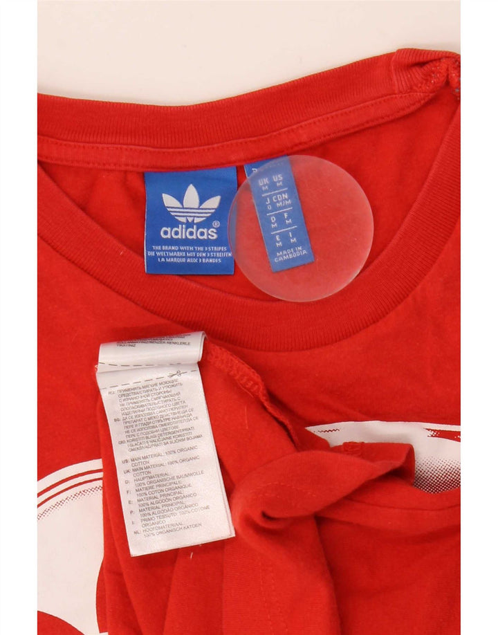 Adidas Mens Graphic T-Shirt Top Medium Red Cotton
