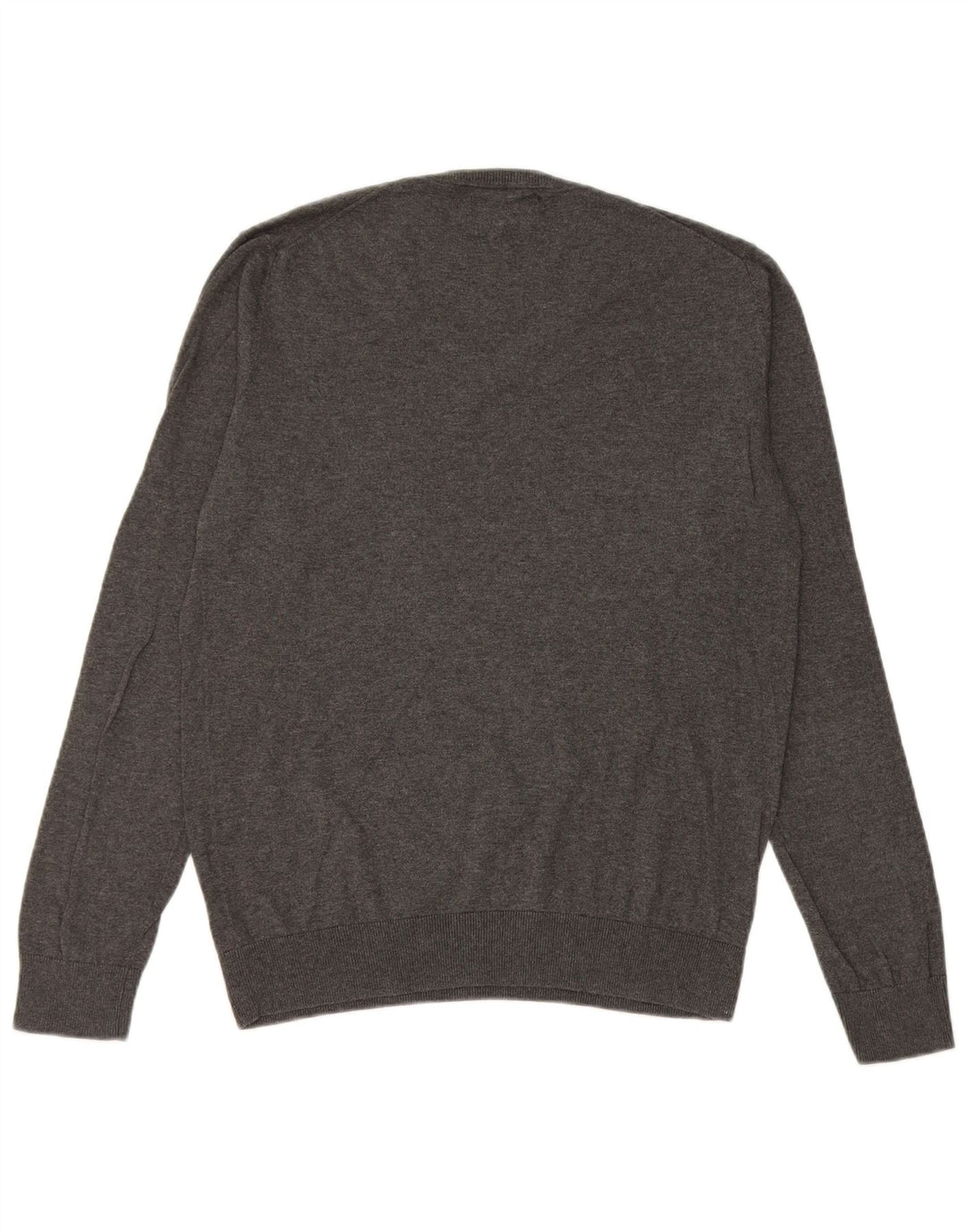 Zara Mens V-Neck Jumper Sweater Medium Grey Silk