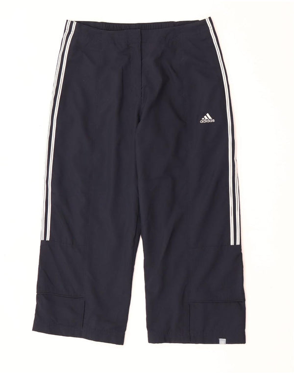 Pantaloni Capri da donna a gamba larga Adidas UK 10 Small W32 L20 Blu Navy