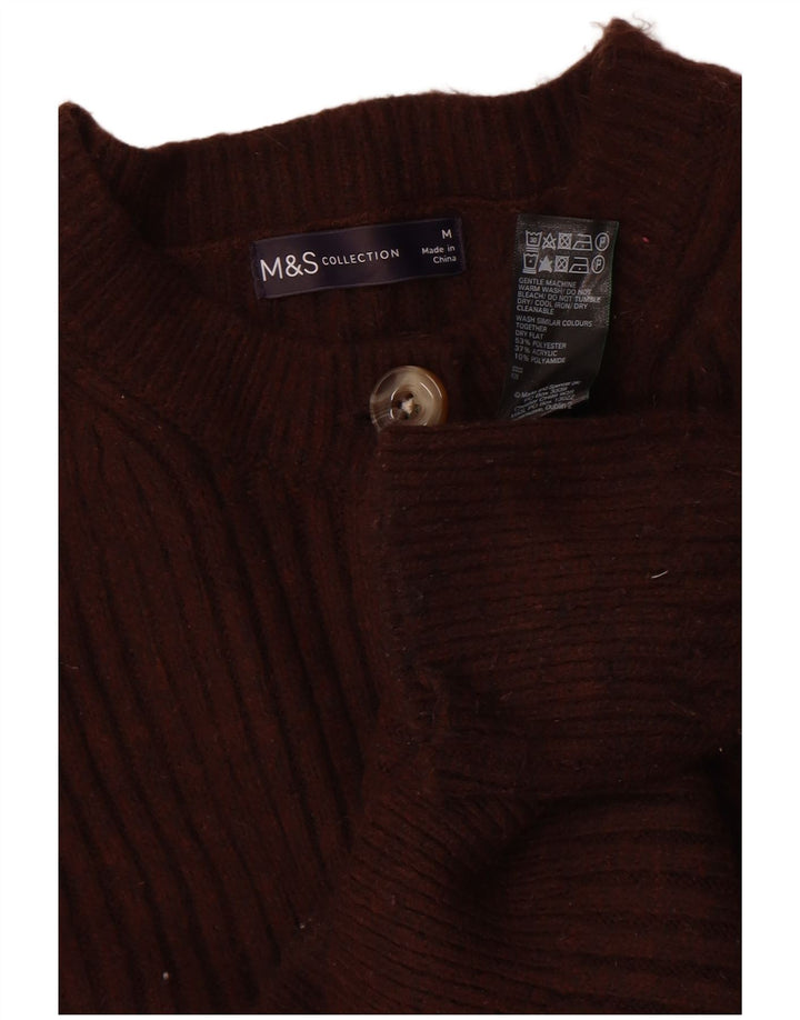 Marks & Spencer Womens Cardigan Sweater UK 14 Medium Brown Polyester