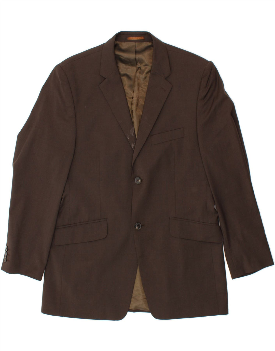 JEFF BANKS Mens 2 Button Blazer Jacket EU 50 Large Brown Polyester Vintage Jeff Banks and Second-Hand Jeff Banks from Messina Hembry 