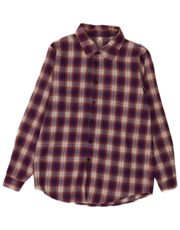 Shein Mens Flannel Shirt Small Purple Check Polyester