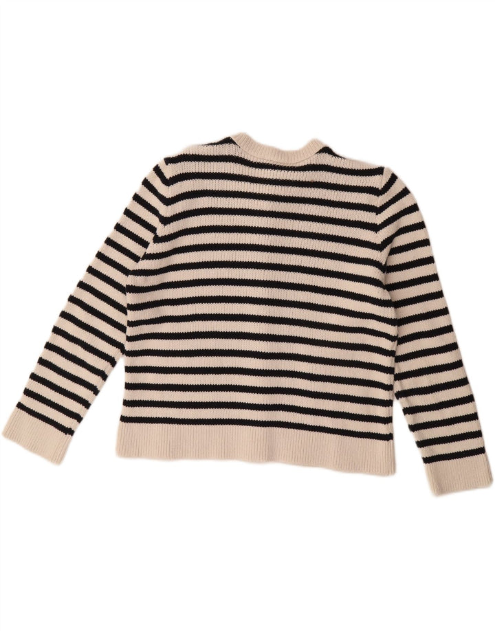 ZARA Womens Oversized Cardigan Sweater UK 14 Medium White Striped
