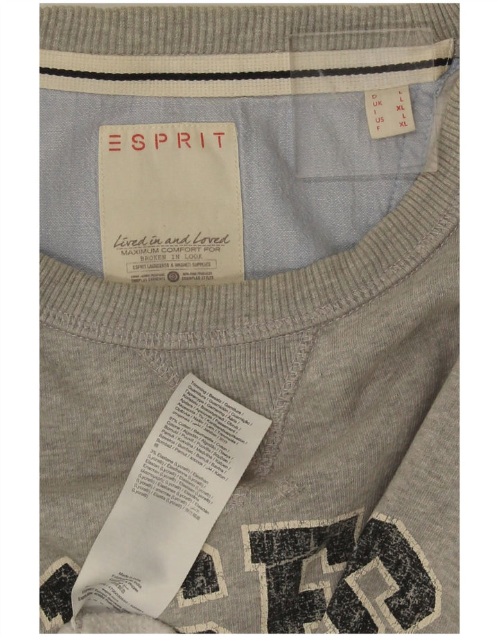 Esprit Mens Graphic Sweatshirt Jumper Large Grey Flecked Cotton