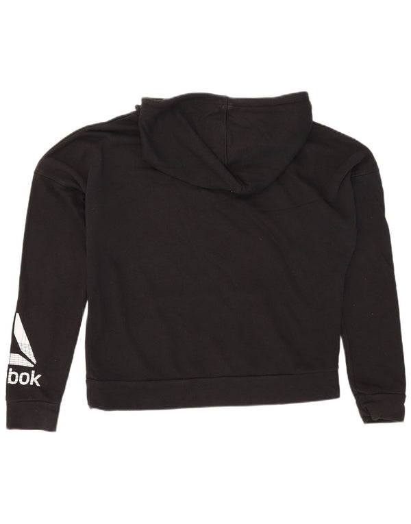 Reebok Womens Graphic Oversized Hoodie Pullover UK 12/14 Mittelschwarze Baumwolle