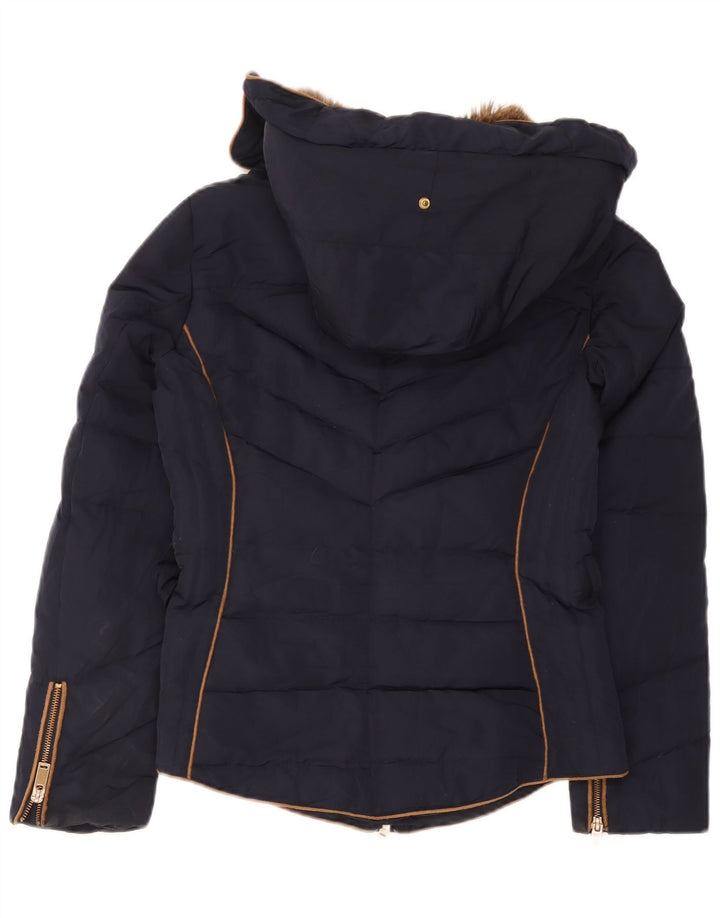 Zara Wattierte Damenjacke mit Kapuze, UK 12, Mittelmarineblau, Polyester