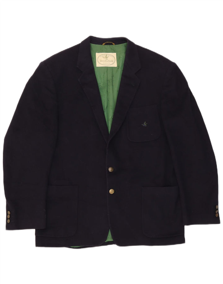 Brooksfield Mens 2 Button Blazer Jacket UK 38 Medium Navy Blue