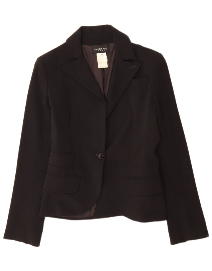Patrizia Pepe Damen 1-Knopf-Blazerjacke IT 40 Kleine schwarze Wolle