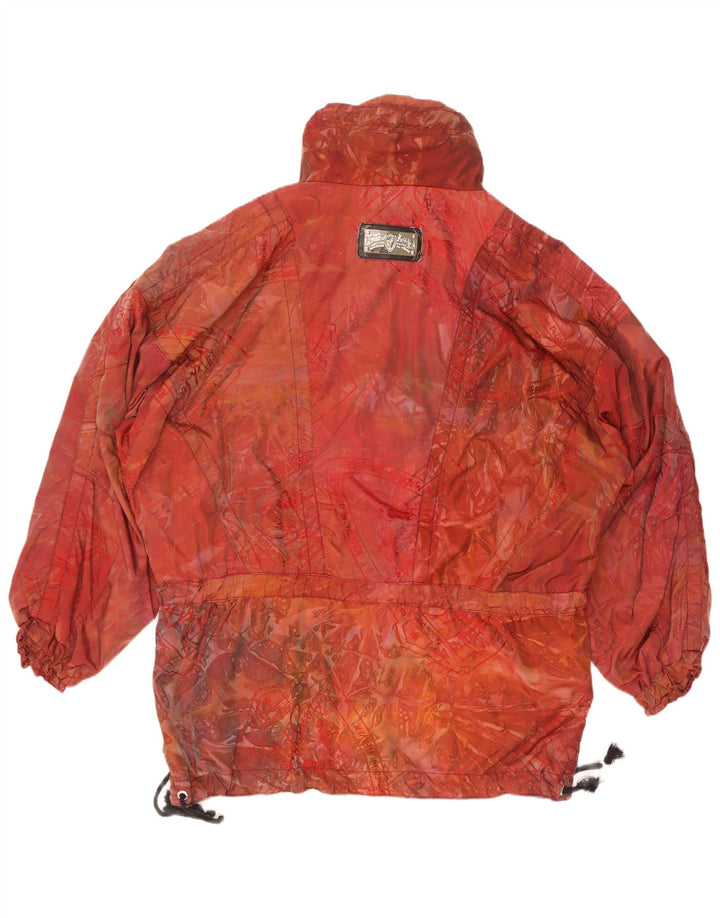 Vintage Womens Abstract Pattern Loose Fit Anorak Jacket UK 44 2XL Red