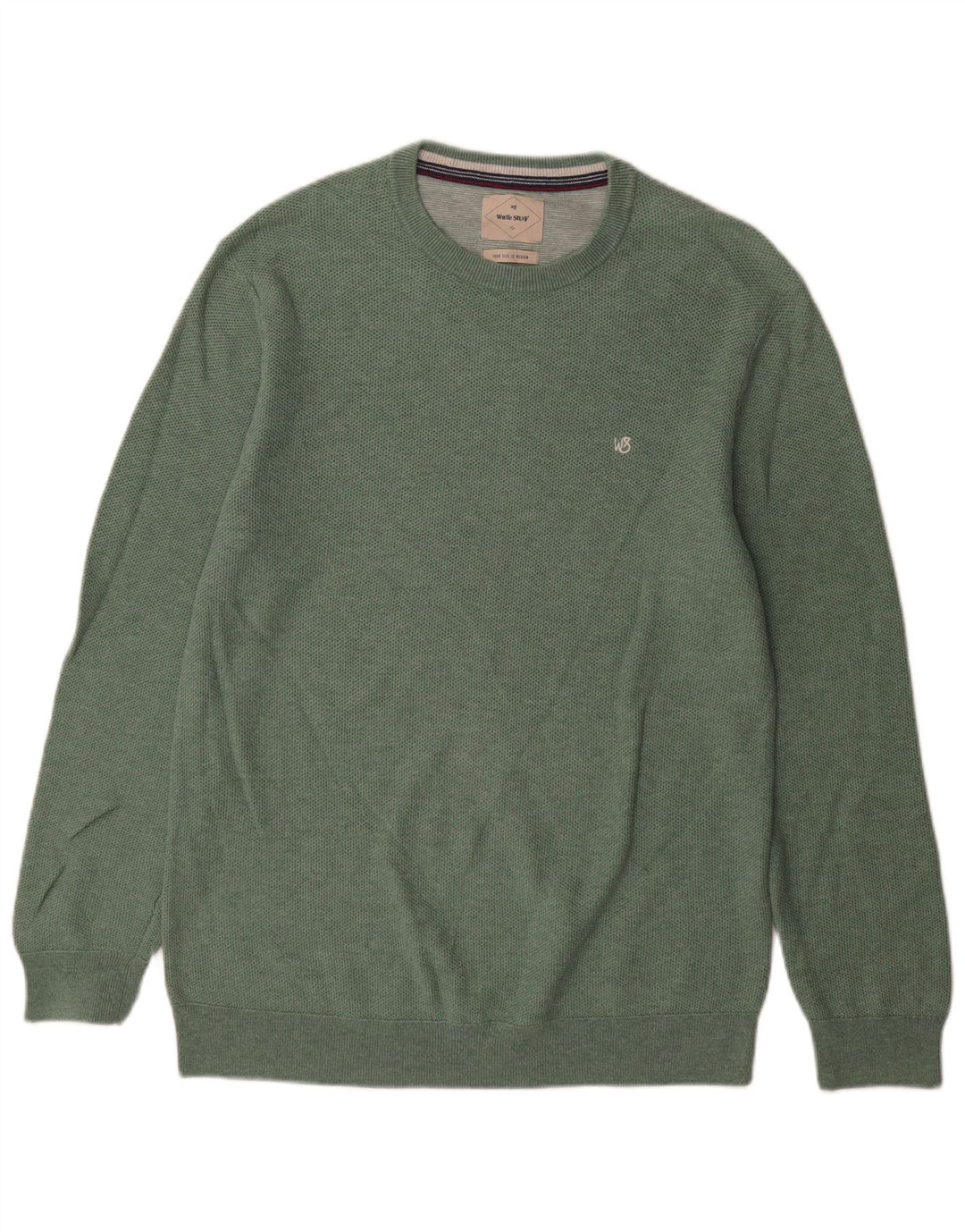 White Stuff Herre Crew Neck Jumper Sweater Medium Green Bomuld