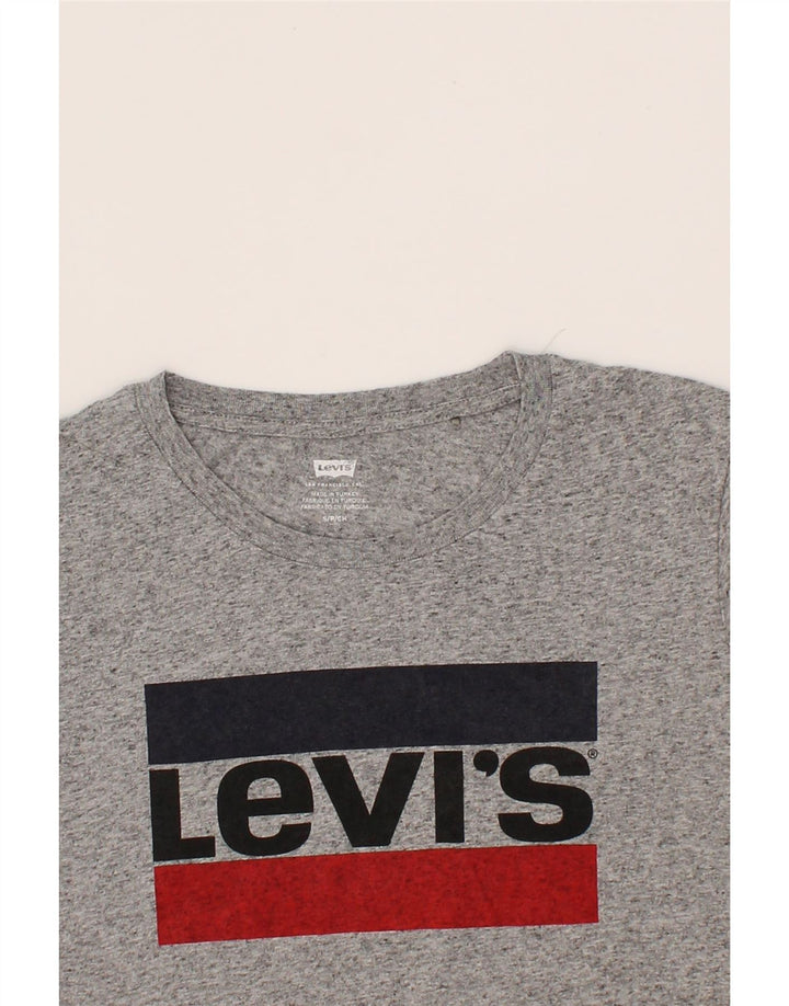 LEVI'S Womens Graphic T-Shirt Top UK 10 Small Grey Vintage Levi's and Second-Hand Levi's from Messina Hembry 