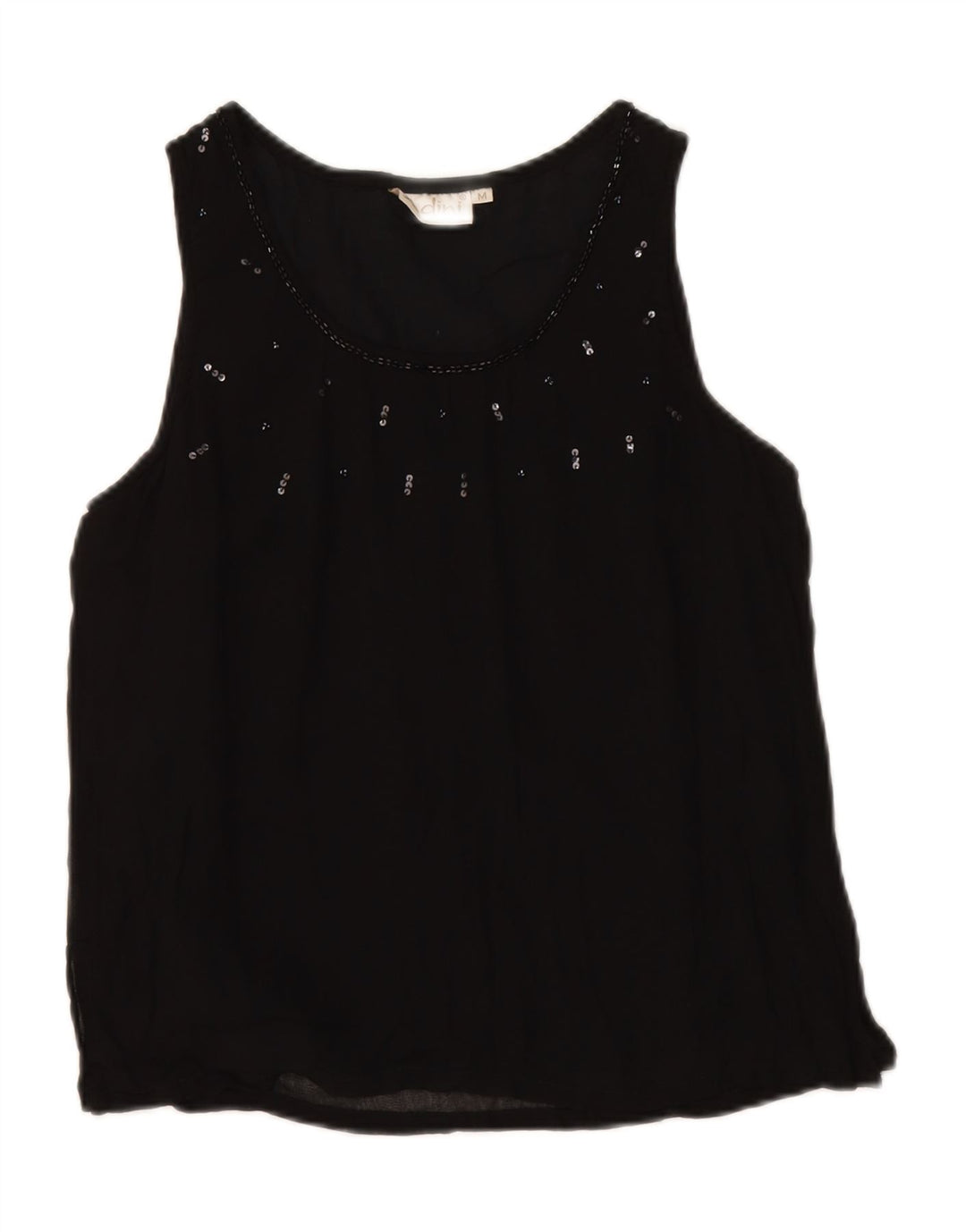 ADINI Womens Sleeveless Blouse Top UK 12 Medium Black Viscose Vintage Adini and Second-Hand Adini from Messina Hembry 