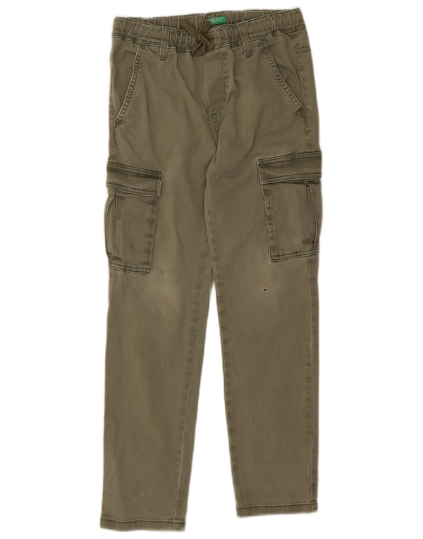 Pantaloni cargo slim da bambino Benetton 8-9 anni Large W24 L23 cotone kaki