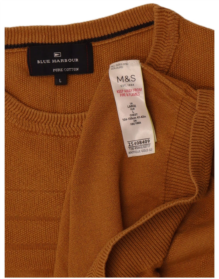 Marks & Spencer Mens Blue Harbour Crew Neck Jumper Sweater Large Gold