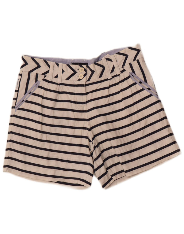 Armani Womens High Waist Casual Shorts EU 42 Large W28 Weiß gestreift