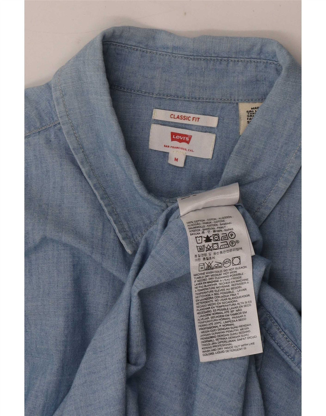 Levi's Womens Classic Fit Shirt UK 14 Medium Blue Cotton
