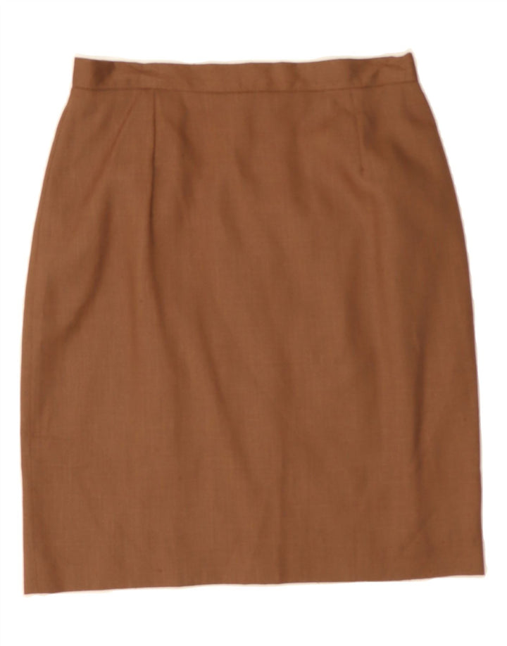VINTAGE Womens Pencil Skirt W28 Medium Brown Linen Vintage Vintage and Second-Hand Vintage from Messina Hembry 