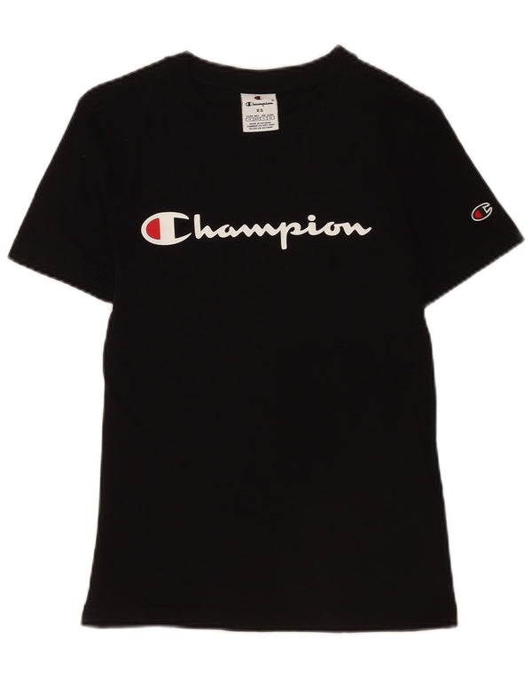 T-shirt grafica da donna Champion Top UK 6 XS cotone nero