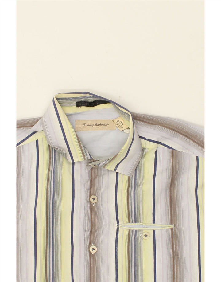 TOMMY BAHAMA Mens Shirt Medium Grey Striped Cotton Vintage Tommy Bahama and Second-Hand Tommy Bahama from Messina Hembry 
