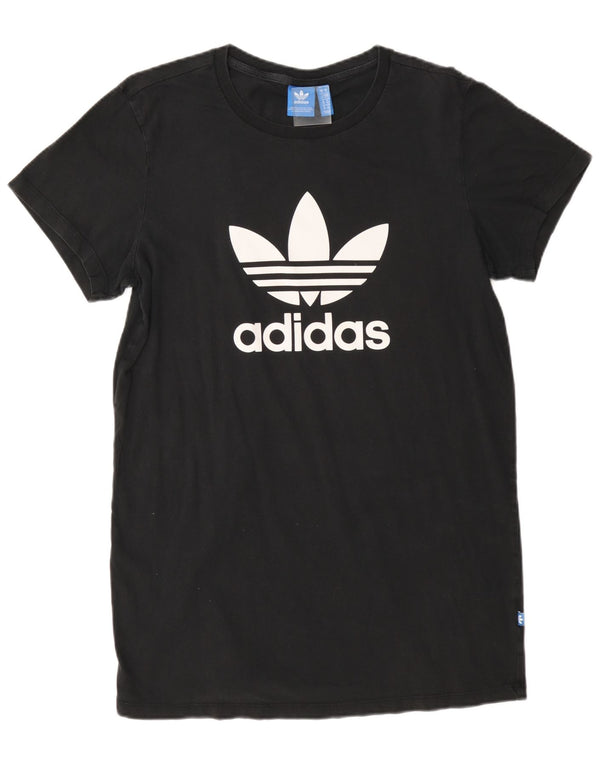 Adidas T-shirt graphique surdimensionné pour femme UK 10 Petit Noir