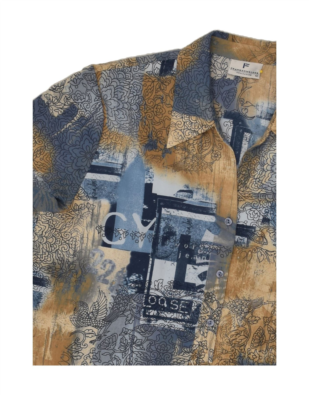 FRANKENWALDER Womens Short Sleeve Shirt EU 42 Large Navy Blue Floral | Vintage Frankenwalder | Thrift | Second-Hand Frankenwalder | Used Clothing | Messina Hembry 