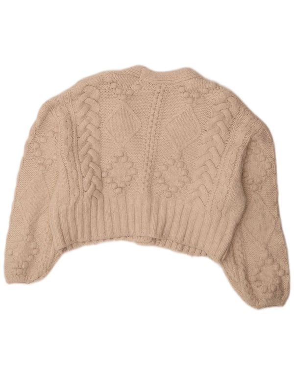 Zara Dame Oversized Jumper Sweater UK 14 Medium Off White Akryl