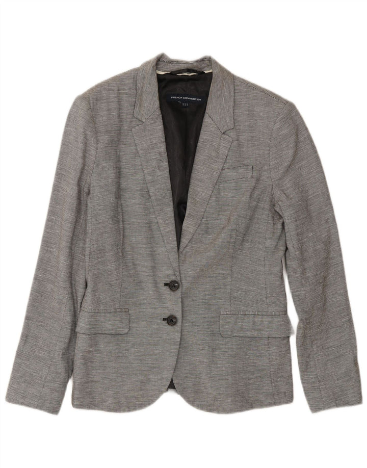 French Connection Womens 2 Button Blazer Jacket UK 12 Medium Grey Pinstripe