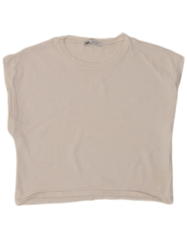 T-shirt corta da donna Zara UK 10 piccola in cotone bianco