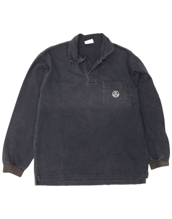 Polo da rugby da uomo a maniche lunghe North Sails Large in cotone blu navy