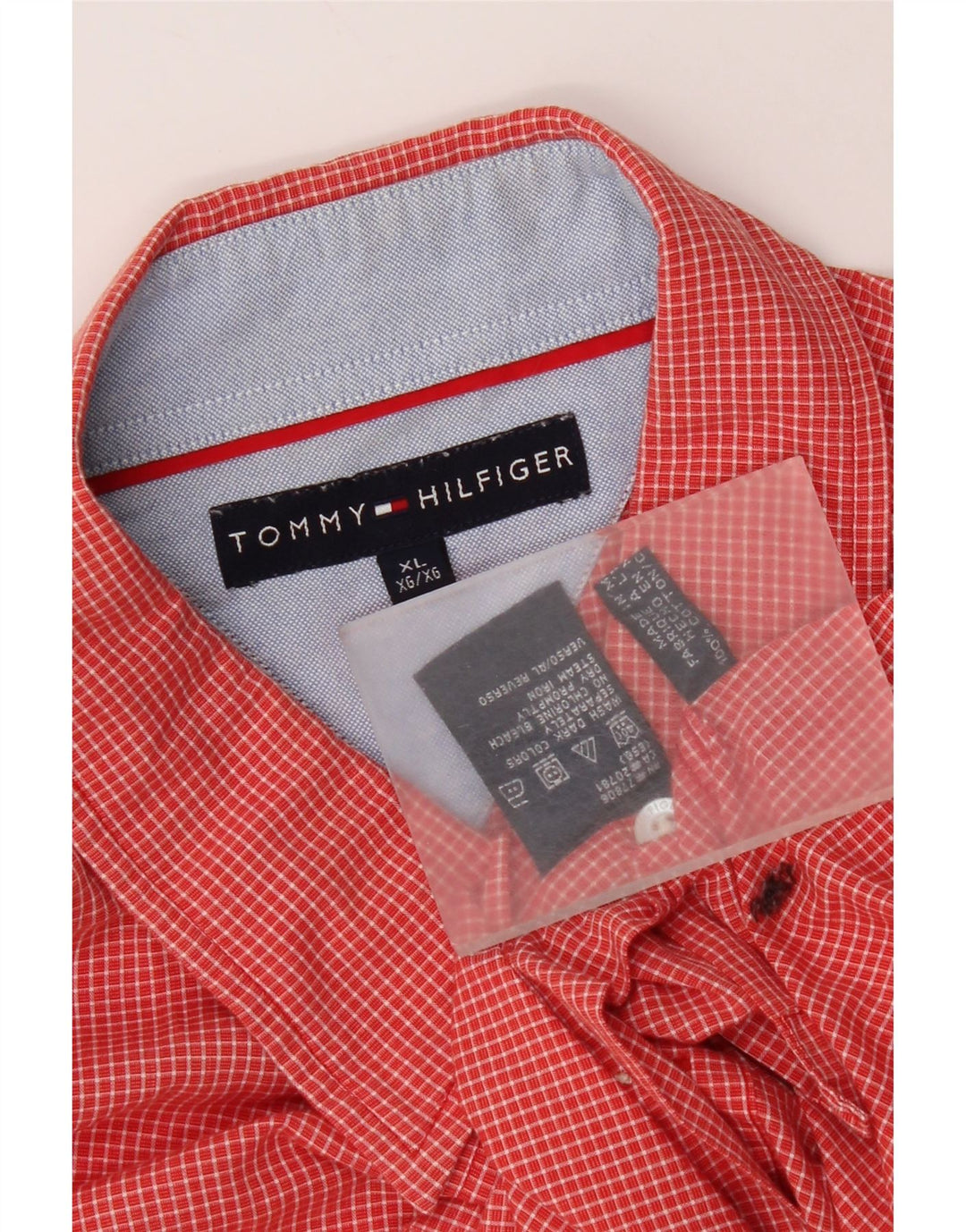 Tommy Hilfiger Mens Shirt XL Red Gingham Cotton