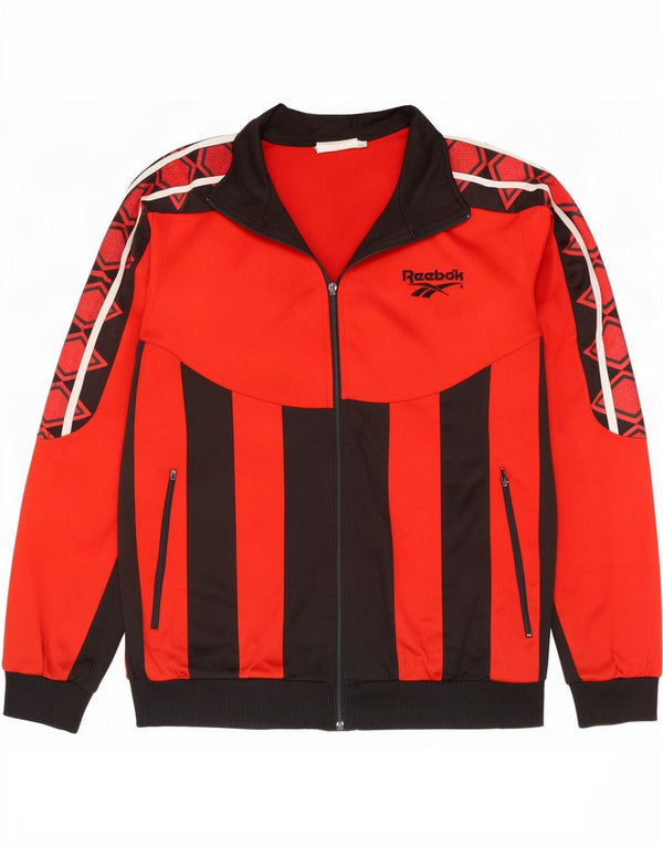 Reebok Mens Graphic Tracksuit Top Jacket Large Red Colourblock