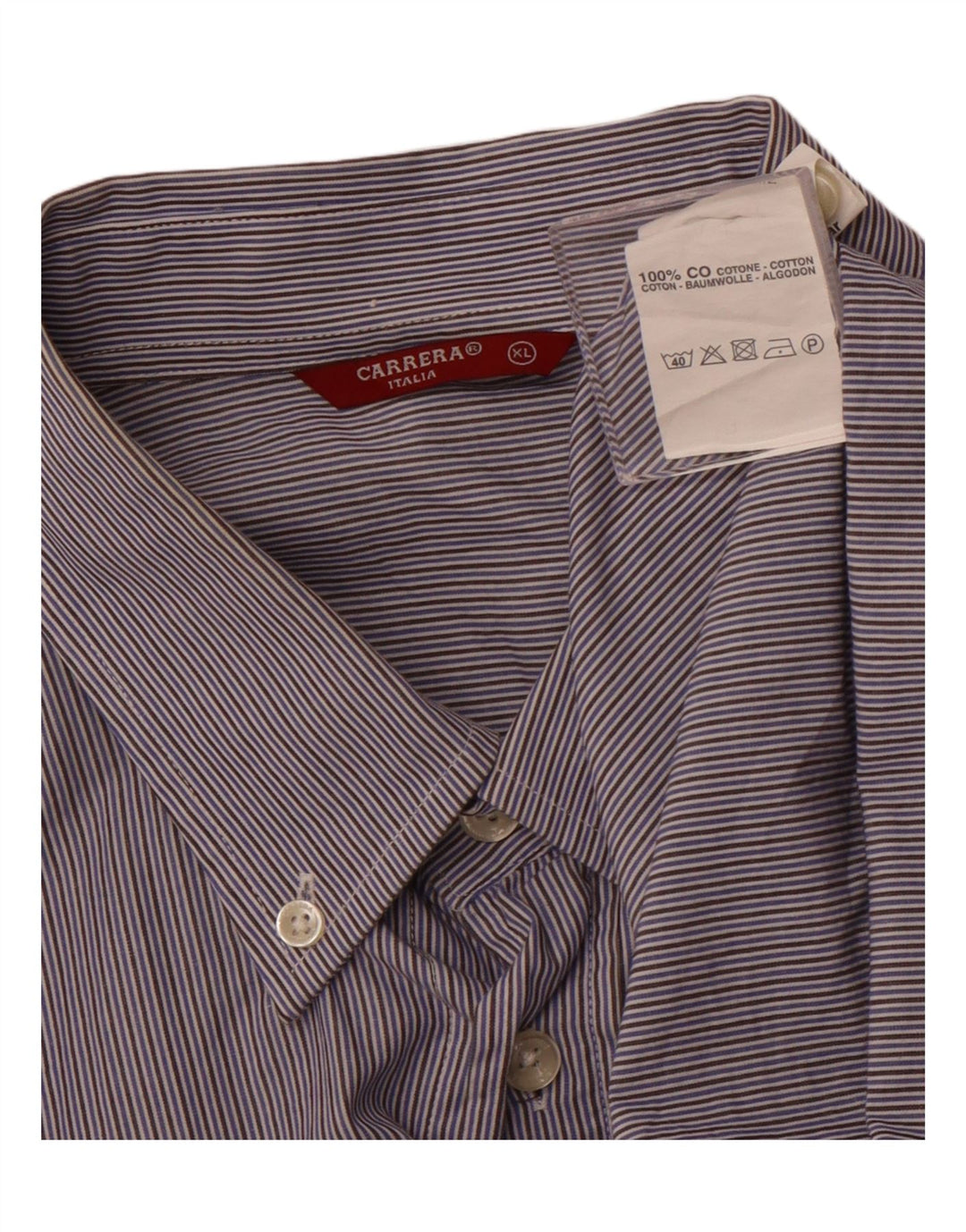 CARRERA Mens Shirt XL Navy Blue Striped Cotton