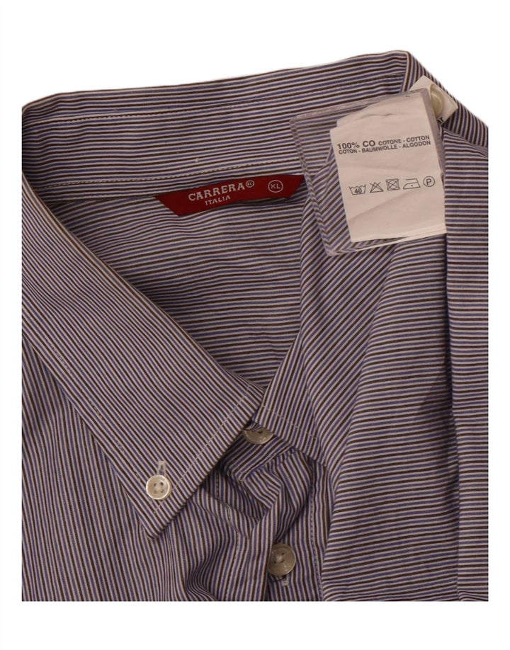 CARRERA Mens Shirt XL Navy Blue Striped Cotton