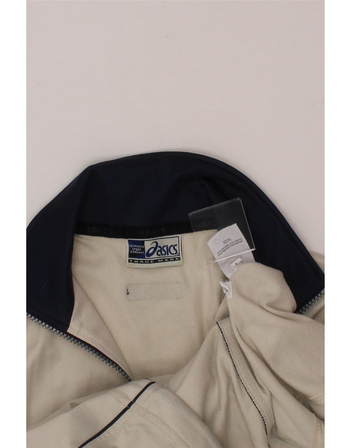 ASICS Boys Tracksuit Top Jacket 9-10 Years Off White Polyester Vintage Asics and Second-Hand Asics from Messina Hembry 