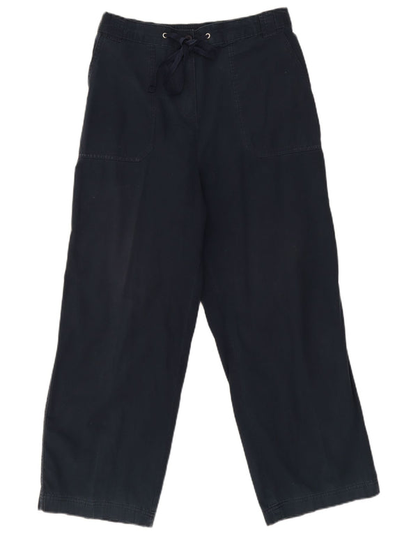 Marks & Spencer Womens Cropped Trousers UK 14 Large W30 L26 Navy Blue