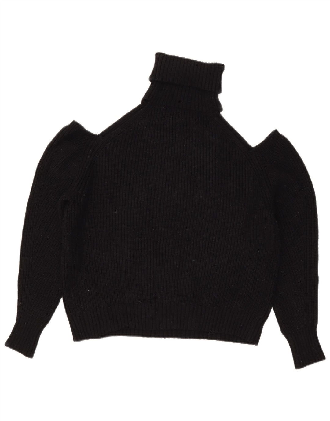 Zara Womens Off Shoulder Roll Neck Jumper Sweater UK 14 Medium Black