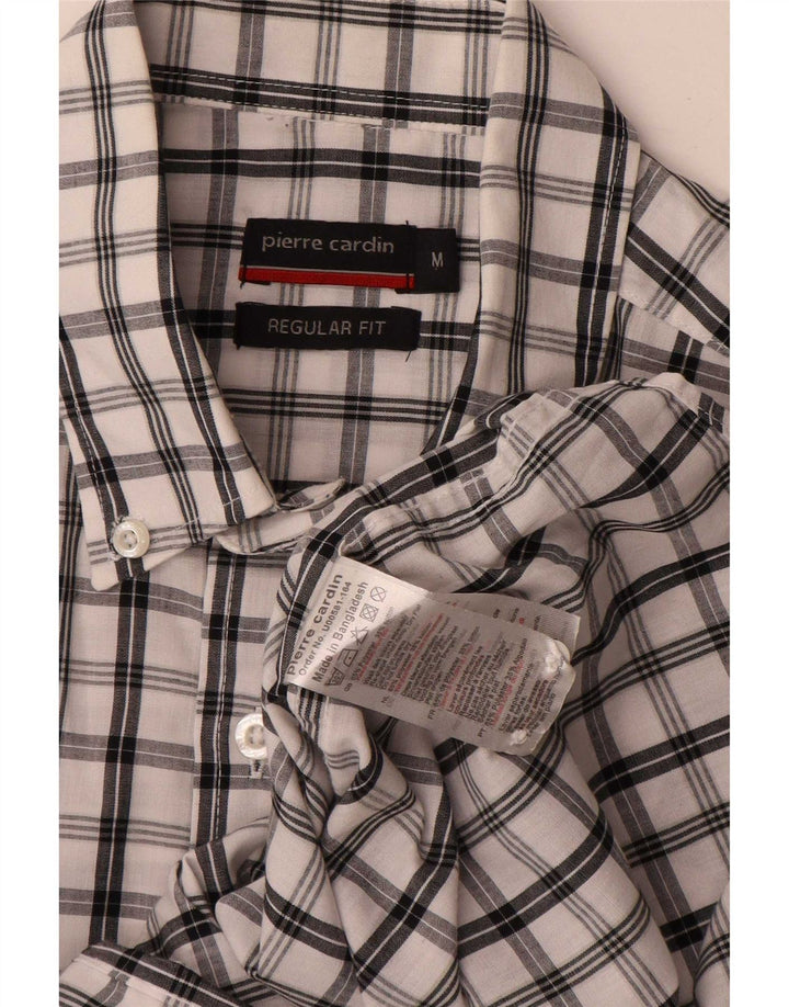 Camicia da uomo a maniche corte Regular Fit Pierre Cardin a quadri bianchi medi