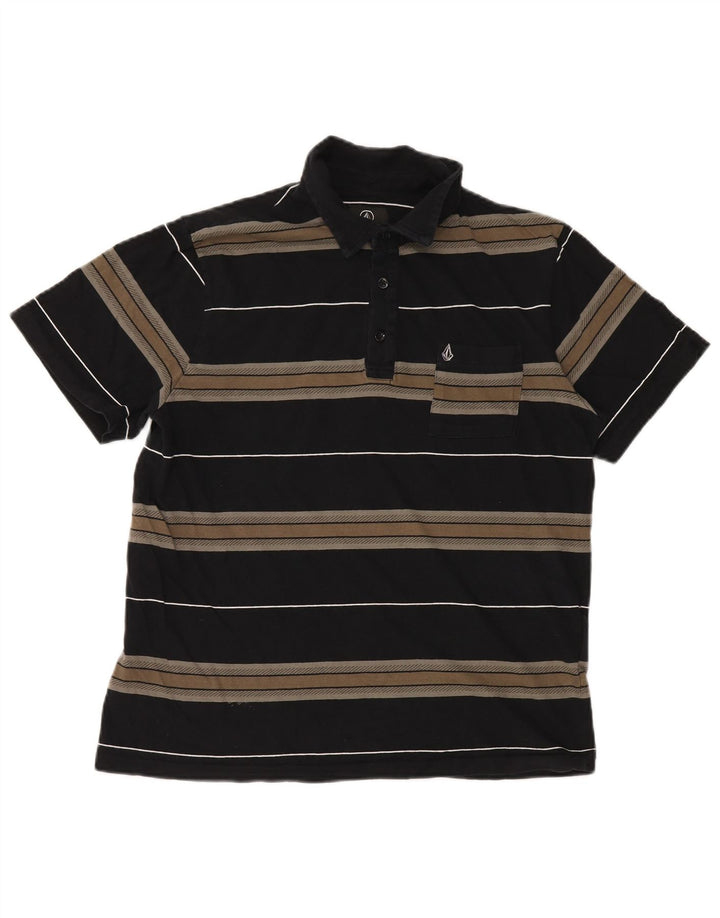Polo da uomo VOLCOM in cotone a righe nere medie