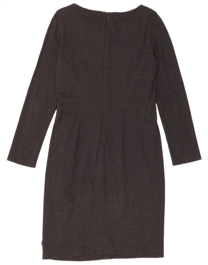 Marella Dame Langærmet Skede Kjole UK 12 Medium Grey Herringbone