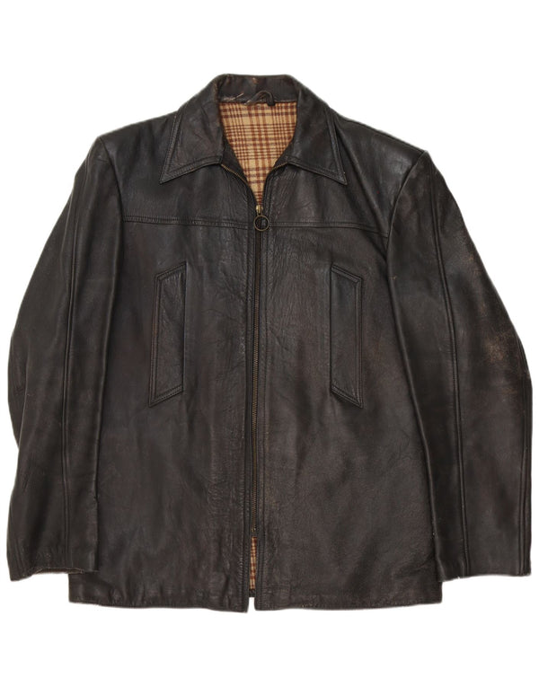 Vintage Mens Leather Jacket UK 40 Large Black