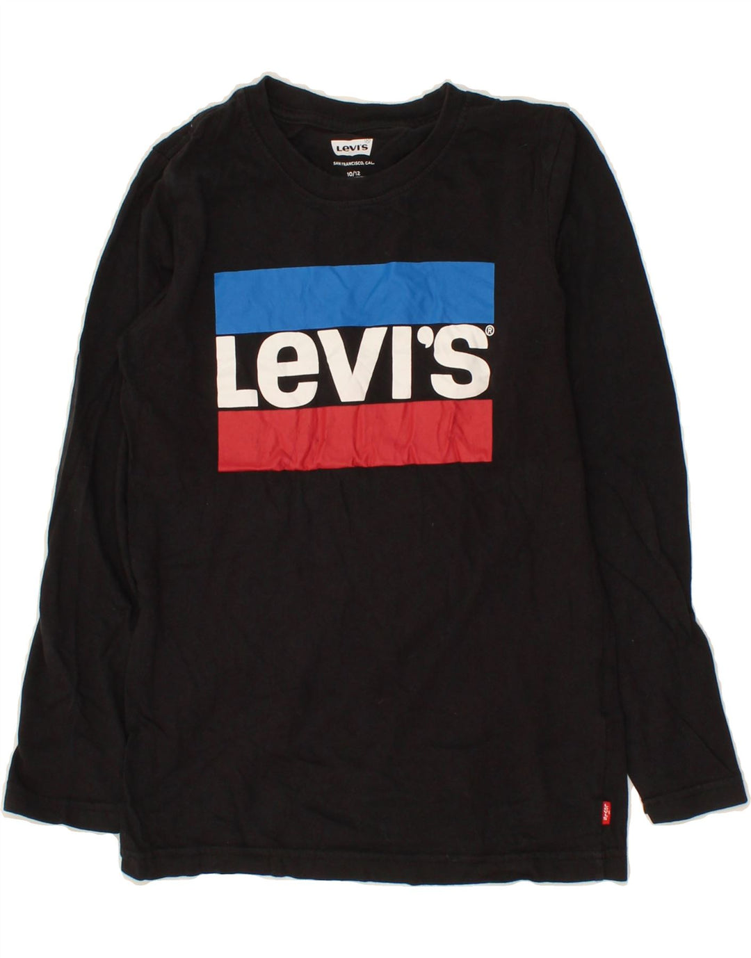 LEVI'S Boys Graphic Top Long Sleeve 10-11 Years Black Vintage Levi's and Second-Hand Levi's from Messina Hembry 