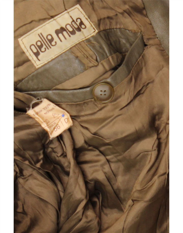 VINTAGE Mens Leather Jacket IT 56 3XL Brown Leather