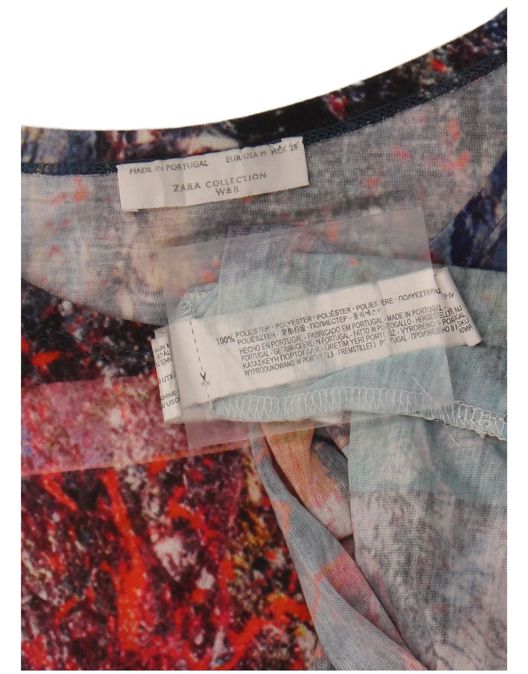 ZARA Womens Abstract Pattern Blouse Top UK 12 Medium Multicoloured