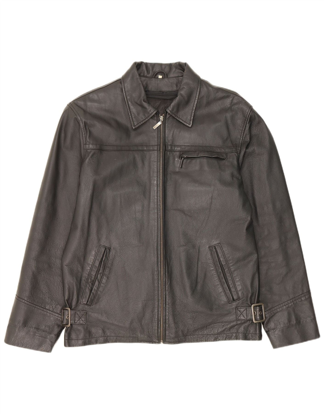Veste en cuir homme vintage IT 48 Cuir noir moyen