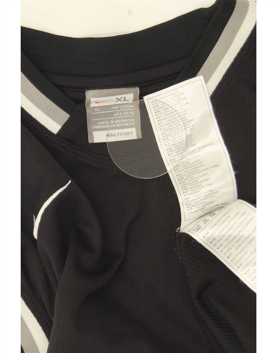 Nike Boys Vest Top 13-14 Years XL Black Striped Polyester