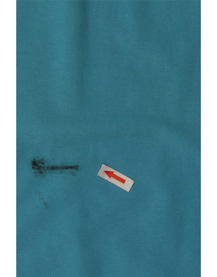 Lotto Mens Polo Shirt Medium Blue Striped Cotton