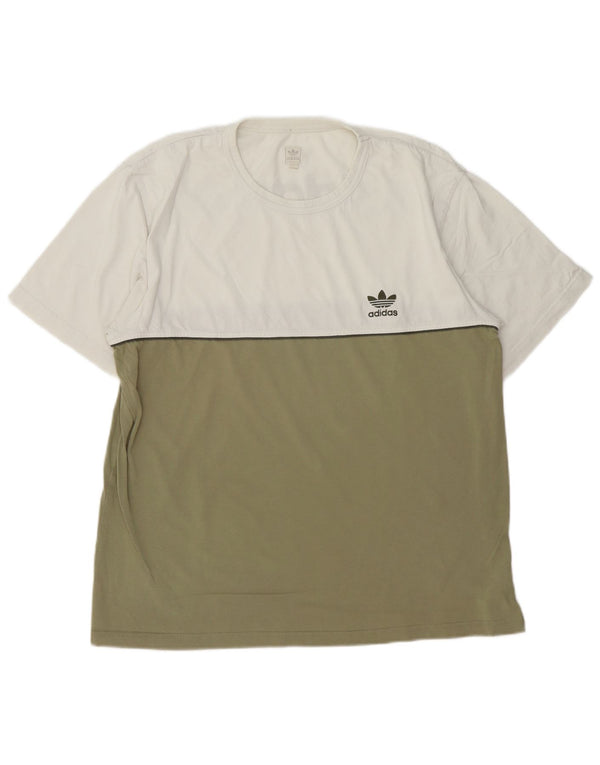 Ανδρικό γραφικό T-Shirt Adidas Top Large White Colourblock Βαμβακερό