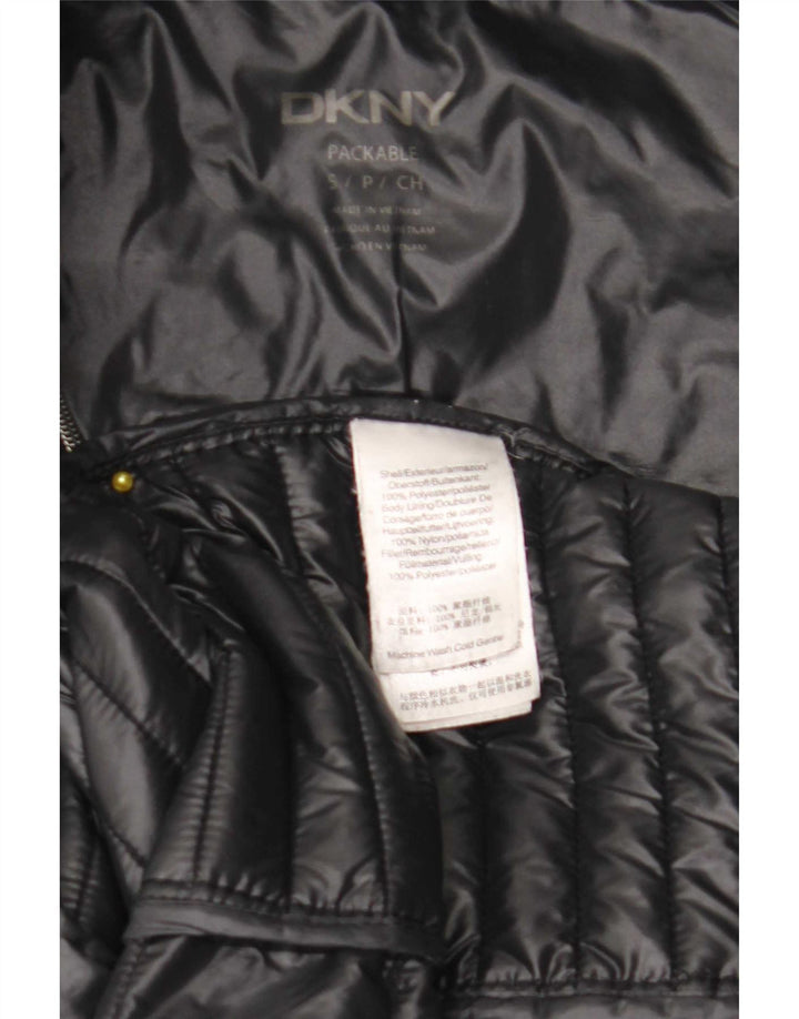 Cappotto imbottito con cappuccio da donna Dkny UK 10 piccolo poliestere nero
