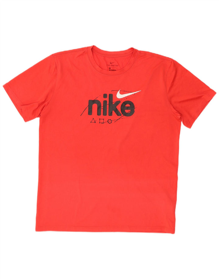 NIKE Mens Dri Fit Graphic T-Shirt Top Large Red Polyester