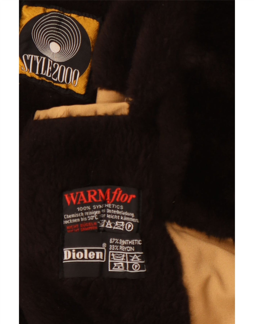 DIOLEN Mens Sherpa Double Breasted Coat UK 38 Medium Brown Synthetic